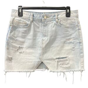 Zara Trafaluc Distressed Denim Mini Skirt Size Medium